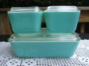 Aqua Pyrex Fridgies
